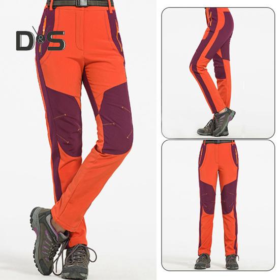 Klatrebukser for menn Elastisk midjeknapp Glidelås Flue Sporty bukser med lommer Patchwork Farge Tykt plysjfôr Utendørsaktiviteter Turbukser