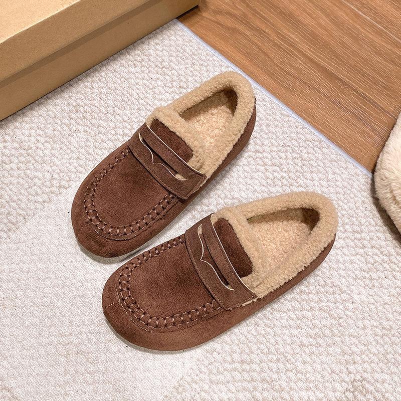 One-pedal Lazy Single Shoes 2025 Autumn and Winter New Fashionable Versatile Velvet Warm Cotton Shoes Soft-soled Doudou Shoes Women