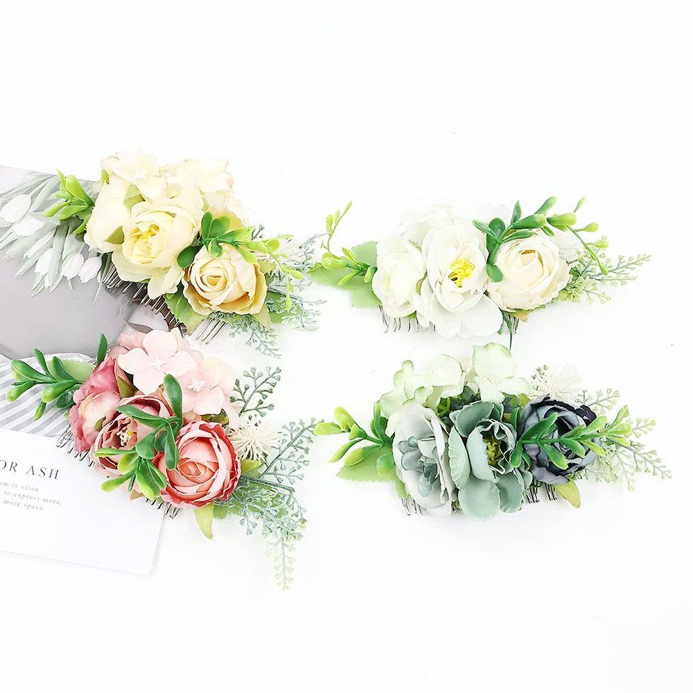 Bridal Crystal Hair Ornaments Flower Leaf  Hair Comb Flower Hair Comb Bridal Hair Accessories