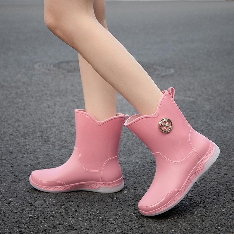 

Водонепроницаемая обувь женская обувь для дождя короткие резиновые сапоги модная обувь для автомойки работы нескользящая 38