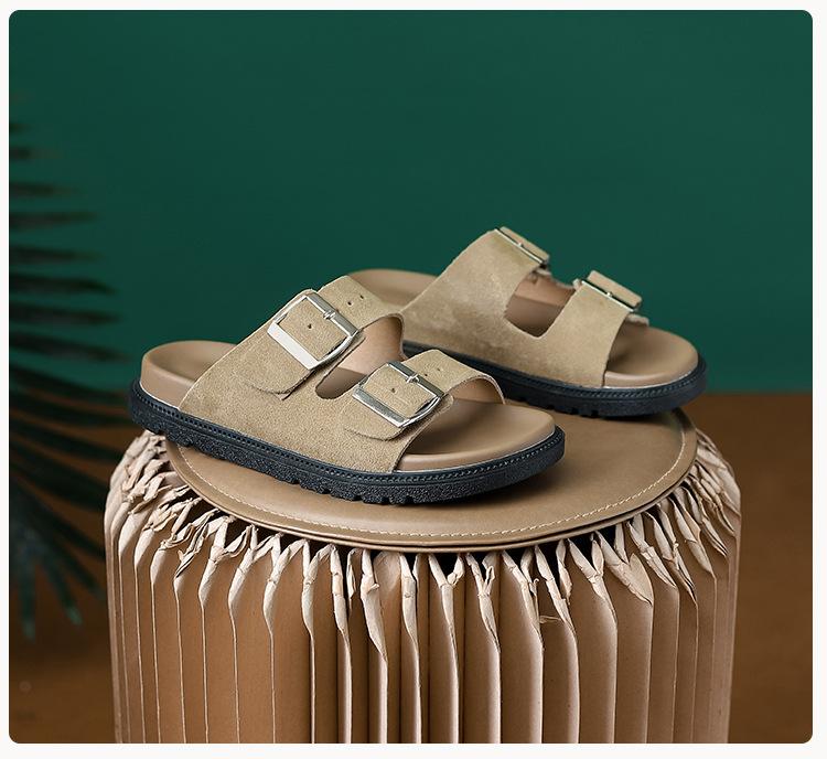 Thick-soled cool slippers women's shoes summer wear 2025 new popular Boken foreign trade stepping on shit feeling beach one-word drag