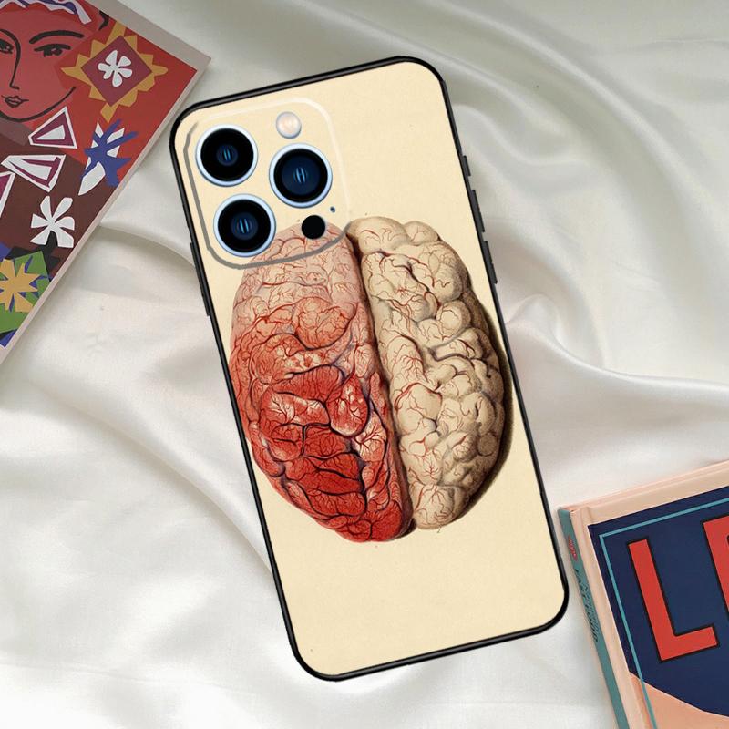 Brain Art Phone Case For iPhone 16 14 13 12 11 15 17 Pro Max 15 16 Plus 13 Mini 16e 17 Air Funda Cover