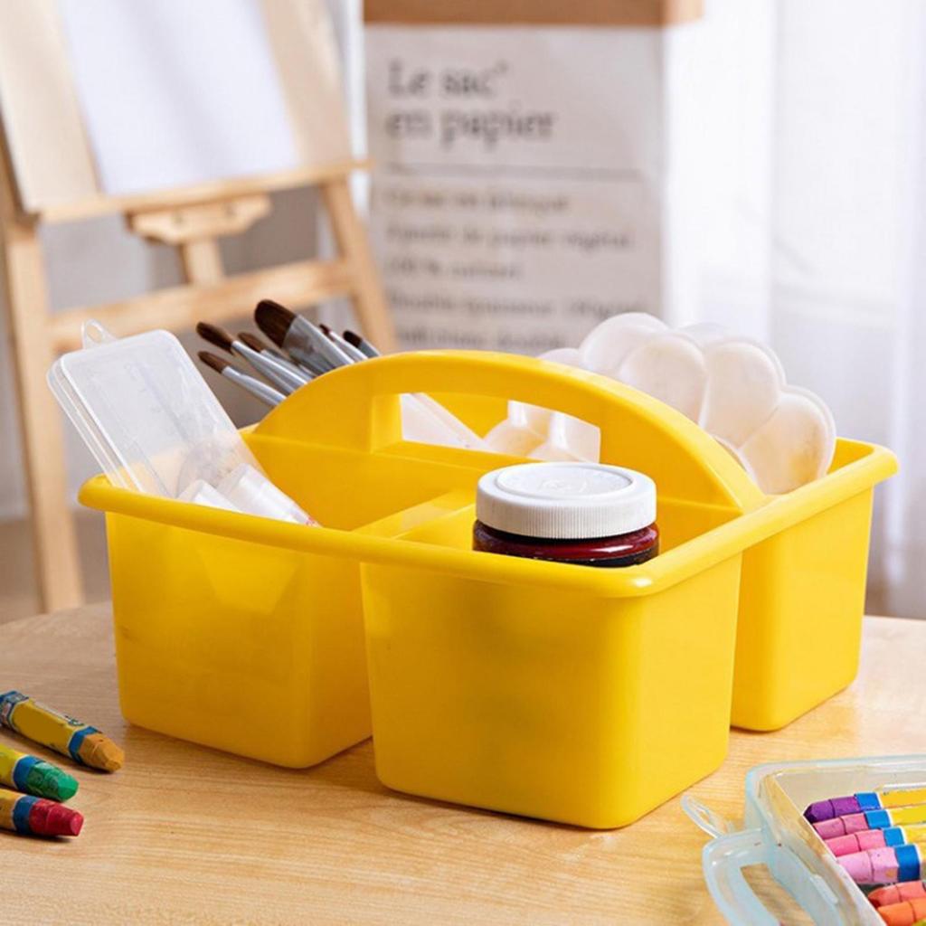 Desktop with Handles, Compartments Storage Basket Bin, Craft Storage Organizer Case, Classroom Storage