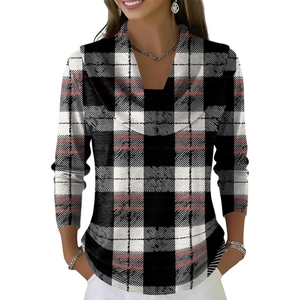 Women's Casual And Fashionable Round Neck Long Sleeved Printed Top Sweater