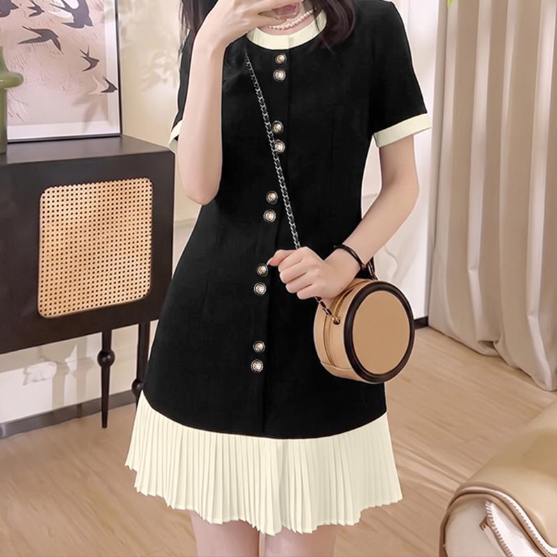 ZANZEA Women Casual Round Neck Short Sleeve Loose Splice Dress S