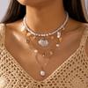 Boho Shell Starfish Conch Simulated Pearl Necklace Set 3Pcs Summer Beach Choker For Women Vacation Jewelry