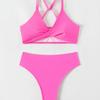 New Solid Color Sexy Kink Cross Plain Swimsuit Suit