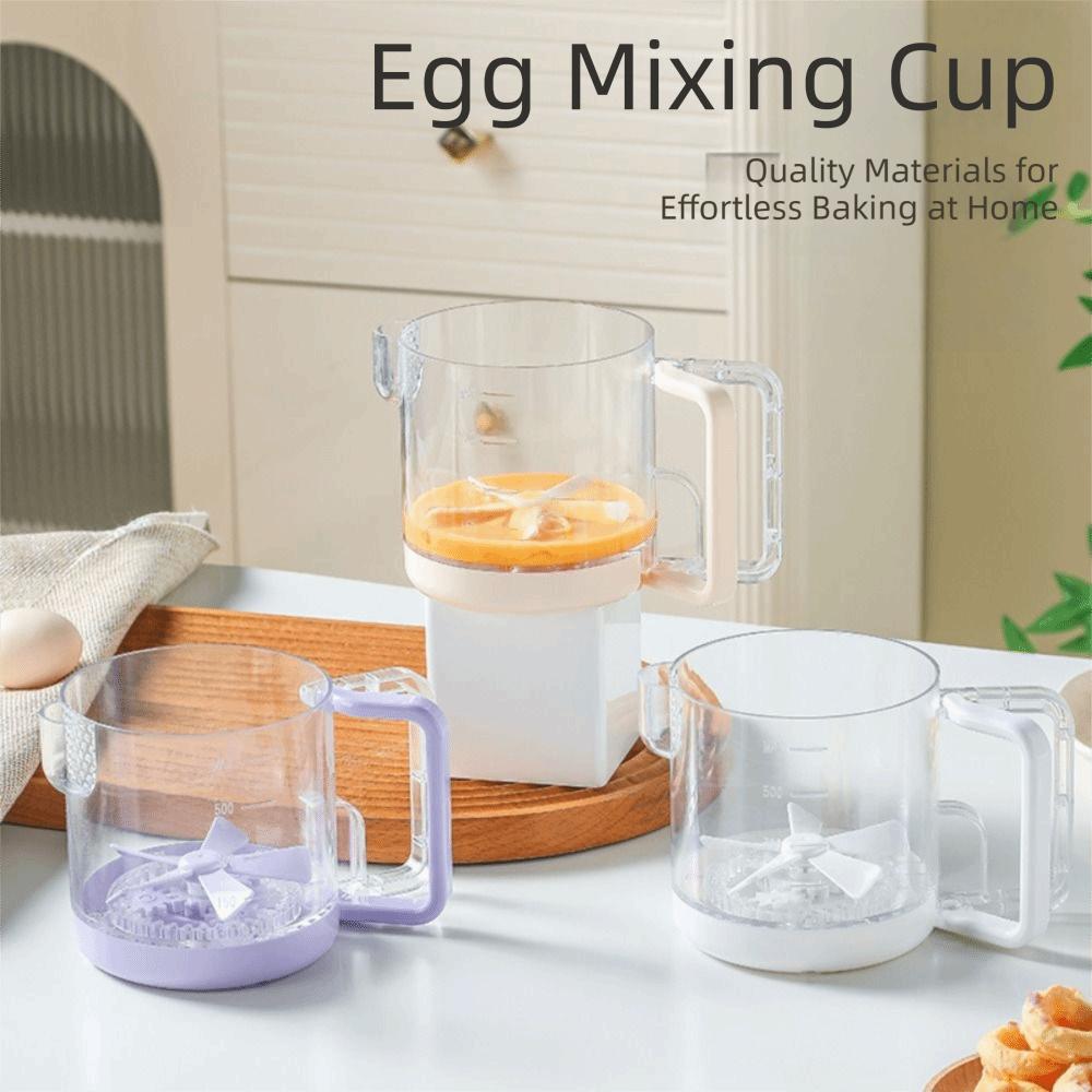 Halbautomatischer manueller Eierquirl Klare Skala Sahnebesen Kreativer Eiermischbecher für den Heimgebrauch