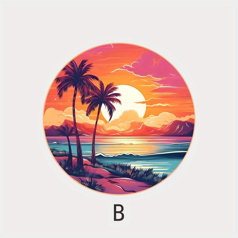 

1pc Car RV Home Decoration Static Cling Glass Sticker Sunshine Capture Collision Sticker-Natural Scenery Beach/Desert/Valley#63