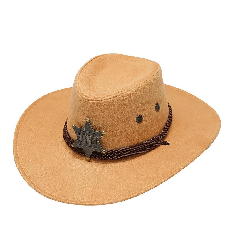 Western Cowboy Hat Vintage Style Sheriff Cap Sunscreen With Wind Rope Hat Men And Women Horseback Riding Tourism Fishing Sunshade Cap