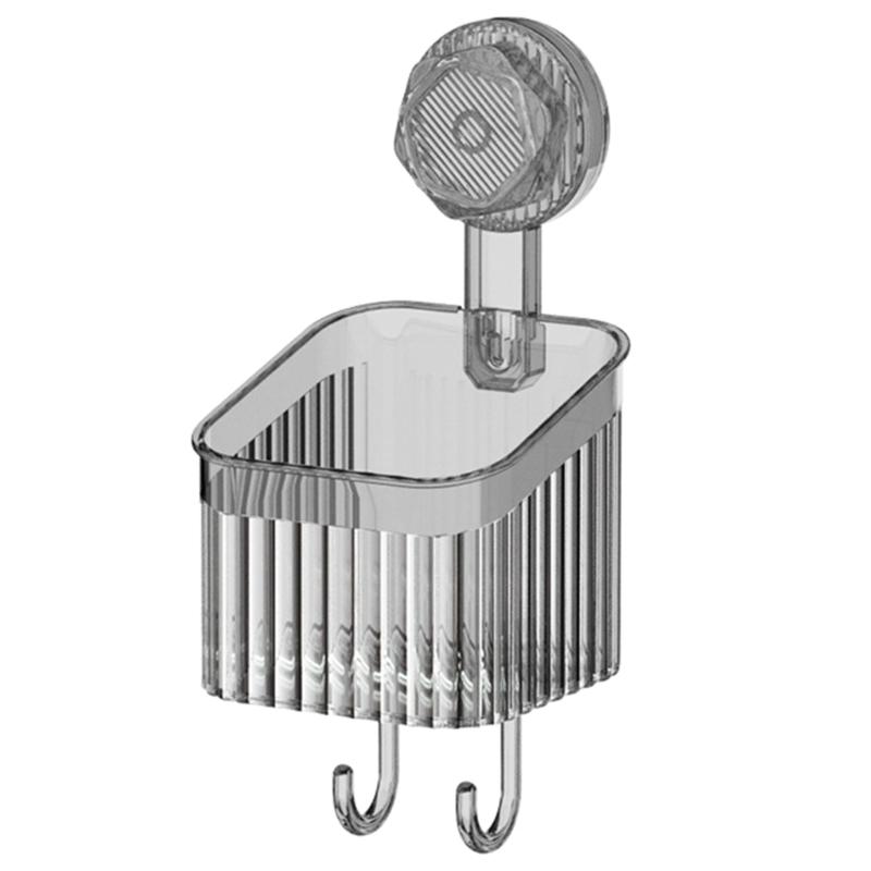 

Bathroom Shelf with Reliable Suction Cup Attachment Wall Mounted Organizer Rack small серый