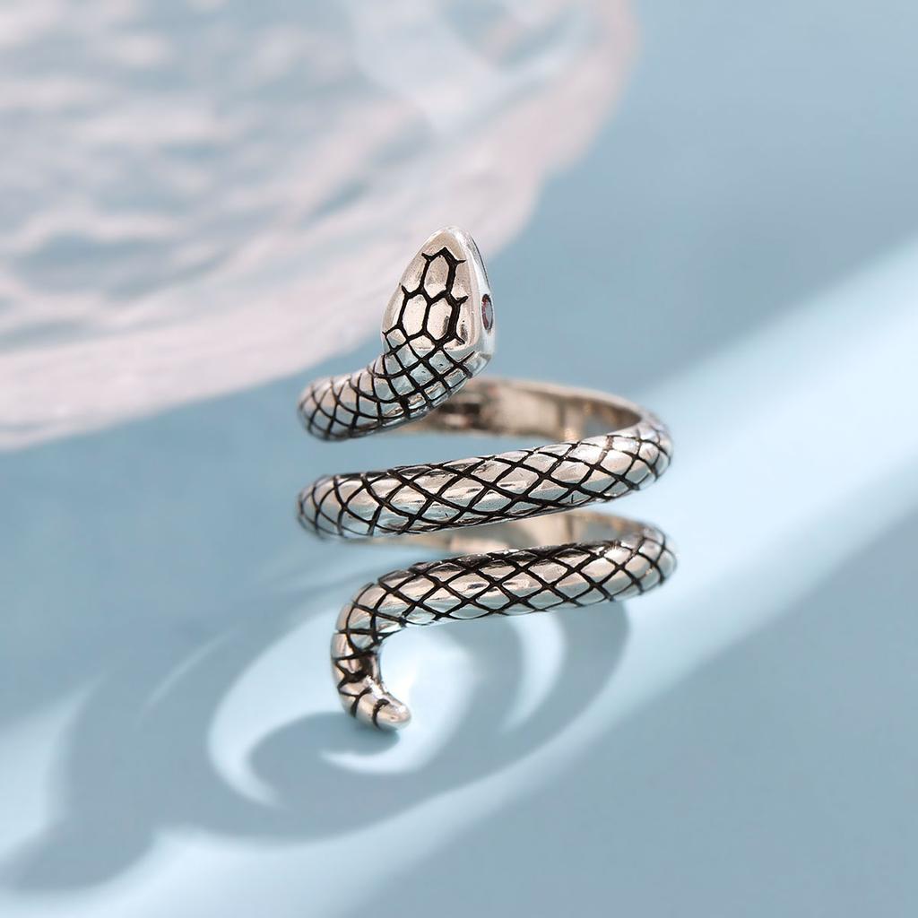 Personalidad Creativa Serpiente Nueva Moda Joyería de Plata de Ley 925 Plata Tailandesa Cobra Cristal Temperamento Anillos Abiertos R162