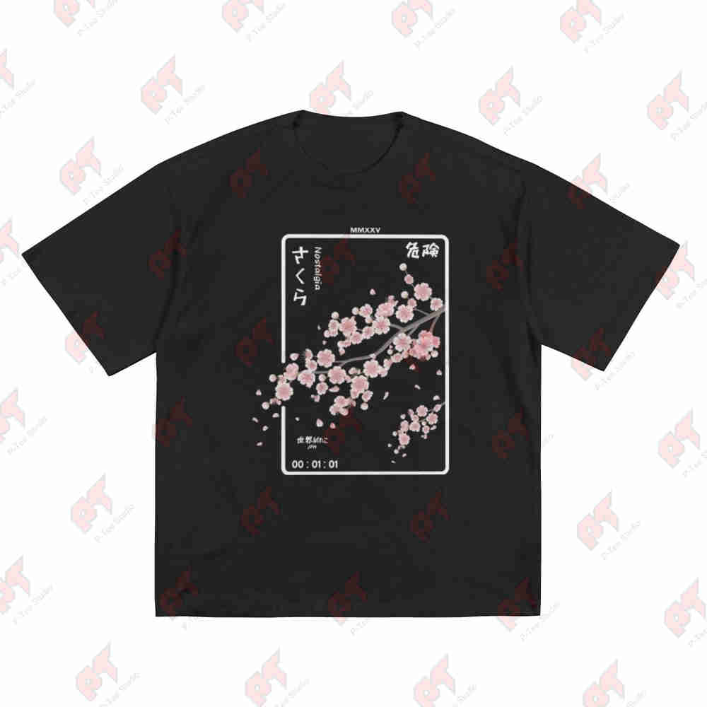 Sakura Cherry Blossom Japanese Short Sleeve Tee 100% Cotton T-Shirt