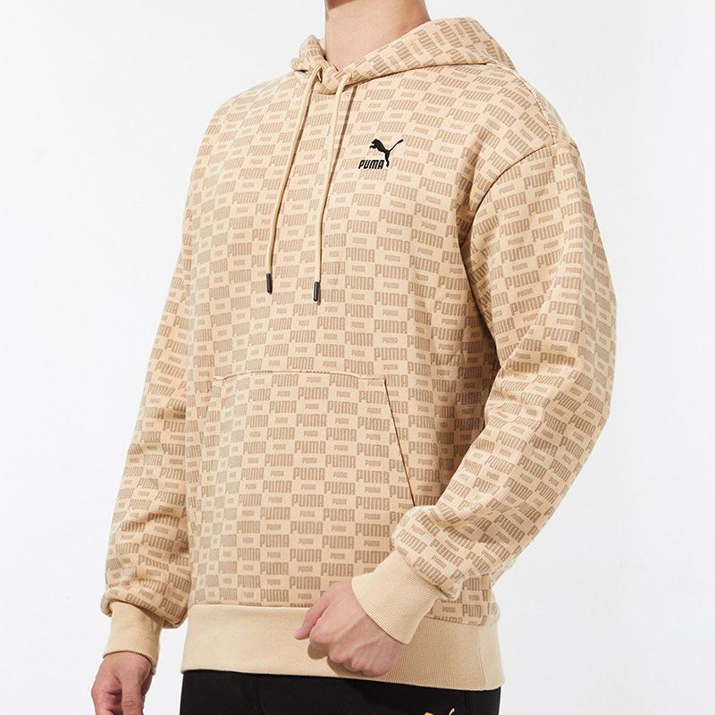 PUMA Luxe Aop Sweatshirts Men's Khaki Hooded Moderate Regular 534409-20