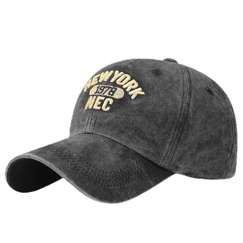 

Vintage Washed Baseball Cap - Oversized Adjustable Snapback with Wide Brim - Unisex Retro Hat for Outdoor & Casual Wear Sun Hat чёрный