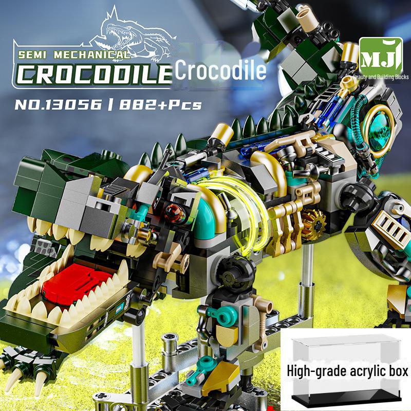 Lego-Compatible Mechanical Parrot, Shark, Whale, and Octopus Assembly Model Toys