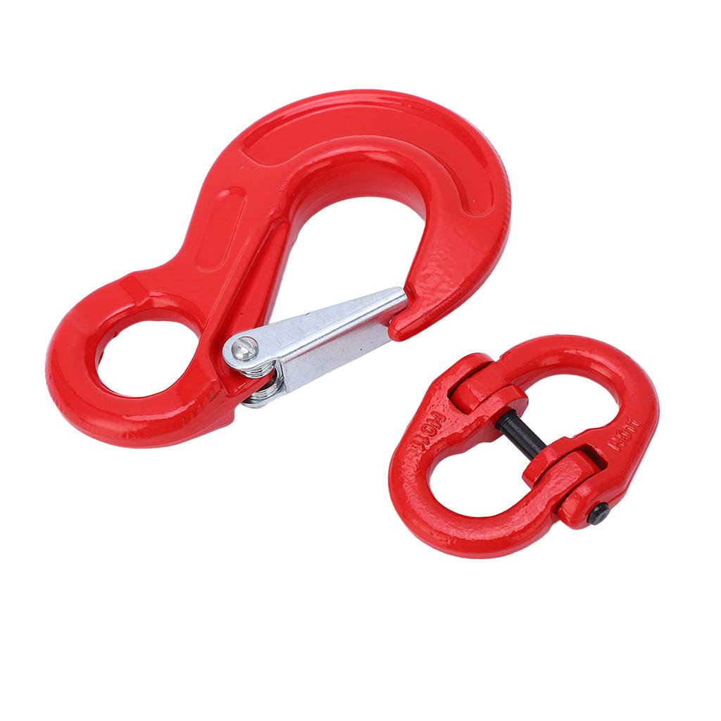 3.15 Tons Lifting Hook with Latch Eye Sling Hook Double Ring Buckle Set Crane Hoisting Hardware