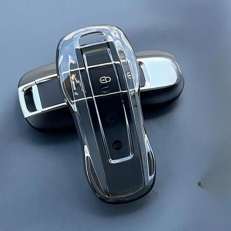soft TPU Car Key Cover Case Protector for New Porsche Macan 718 Cayenne Paramela 911 Smart Remote Transparent shell Accessories