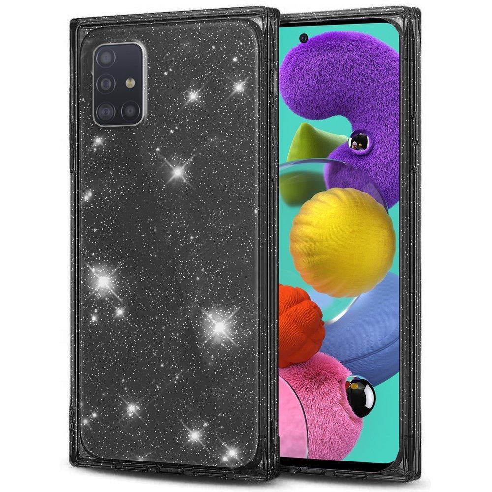 Square Glitter case for Samsung Galaxy A51 4G, Black