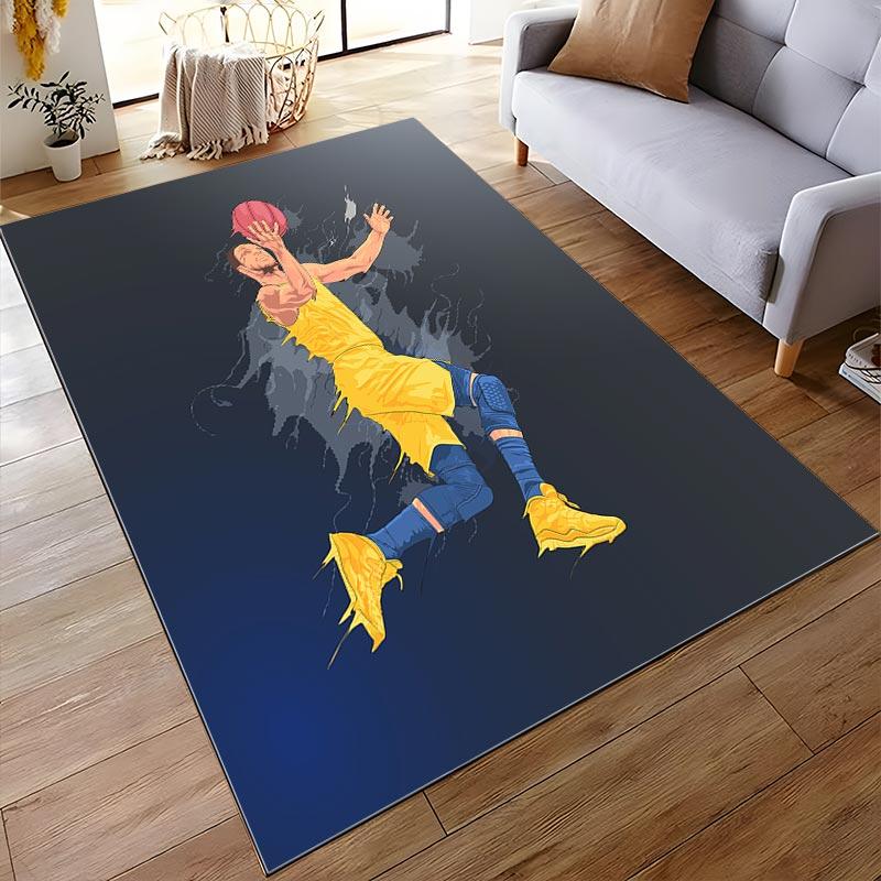 "Basketball Player Graphic Carpet with Blue and Yellow Design" Suitable for use as an anti-slip for living room bedroom sofas