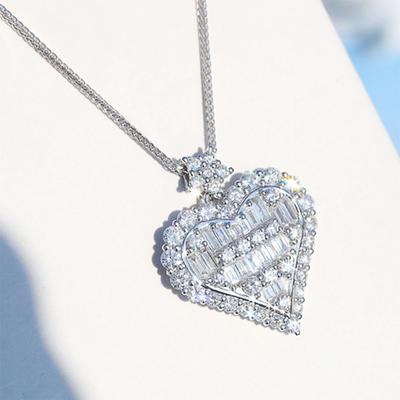 Luxury Bling Aaa Zircon Love Heart Shape Pendant Necklace For Women Anniversary Birthday Girls Gift Statement Necklace Jewelry