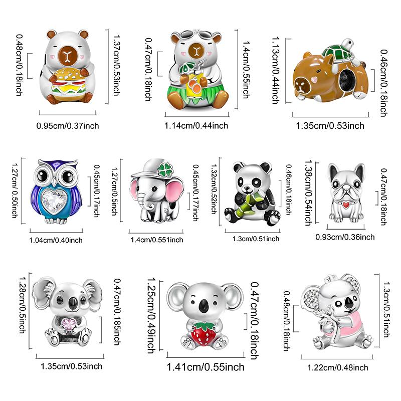 Kupfer Eule Dinosaurier Panda Chamäleon Niedlicher Anhänger Perle Passend für DIY Armband Armreif Herstellung Geschenk von Hochwertigem Schmuck