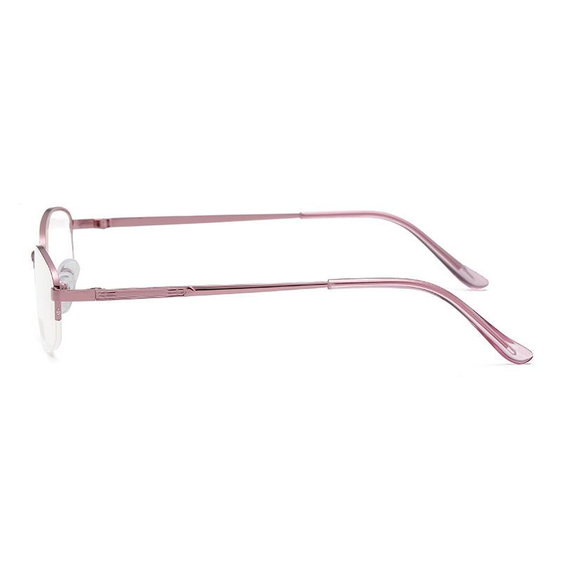 Women's Blue Light Blocking Anti-Fatigue Half-Frame Metal Reading Glasses 8829
