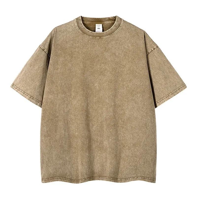 Hell Vinatge Washed Blank Tshirts Men Women Loose Cotton Short Sleeve Hip-hop Street T-shirts Top Tee Star