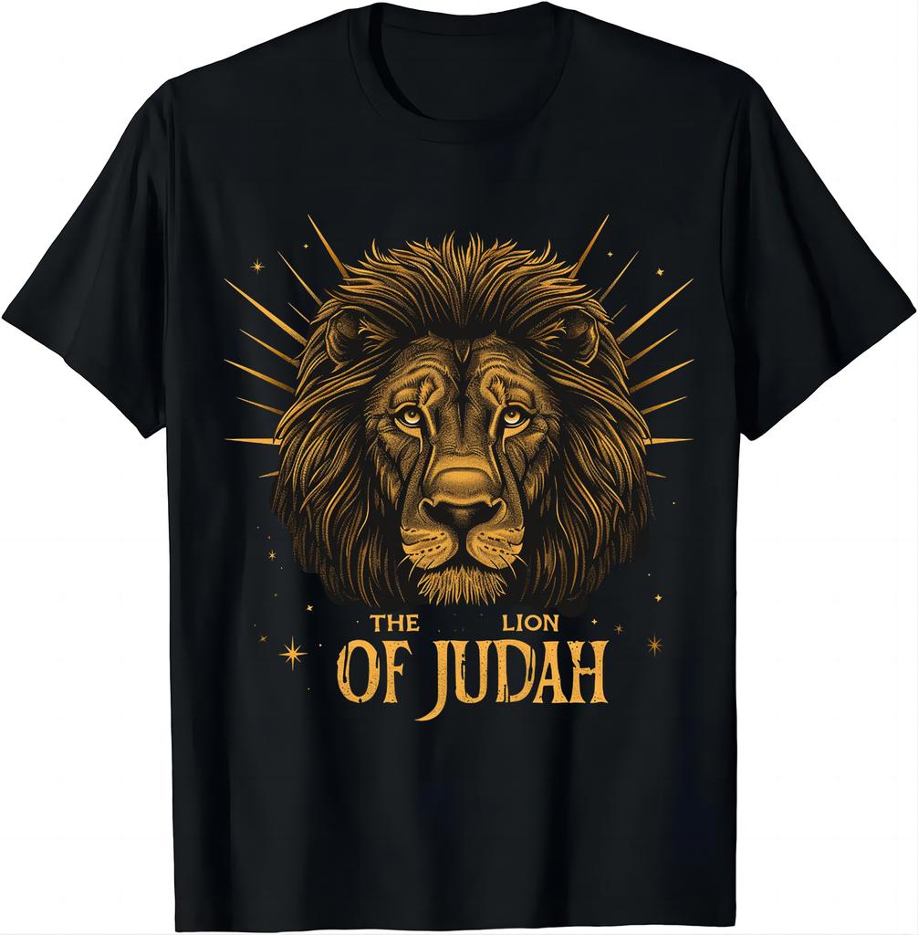 Jesus Lion of Judah Christian Gift for Men Women TShirt Vintage T Shirt Cotton Animal Tops Ropa Hombre Camisas Streetwear