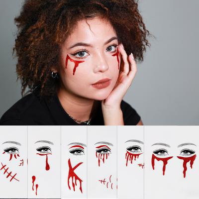 Cadılar bayramı Partisi Geçici Dövmeler Zombi Makyaj Skar Yara Kan Kanama dövme çıkartmalar Çocuklar Kadın Erkek Cosplay DIY Süslemeleri