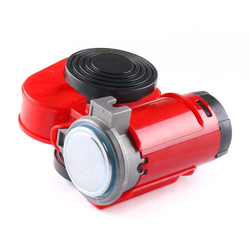 12V 115dB Red Snail Compact Air Horn Air Car Truck Multi-tone & Claxon Horns 450Hz for Cars Vehicles Motorcycle Boat RV