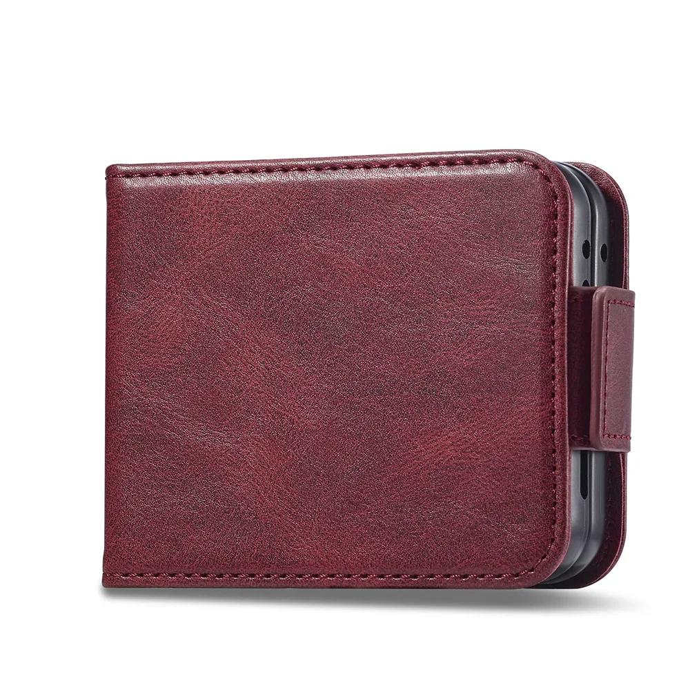Luxus Leder Wallet Hülle für Samsung Galaxy Z Flip 7 fe 6 5 4 3 Flip7 Flip6 5G Handyhülle mit Kartenhalter RFID-Blockierung