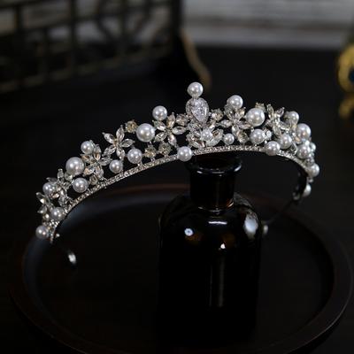 Korean New Style Exquisite Compact Simple Pearl Bride Wedding Crown Headdress Crown Tiara Hair Accessories