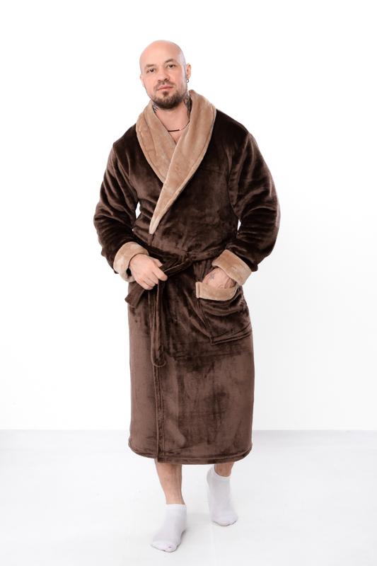 

Bathrobe (men) – Terry Fabric, Pocket & Waist Belt, Comfort, Winter 8619-034 HC L коричневий