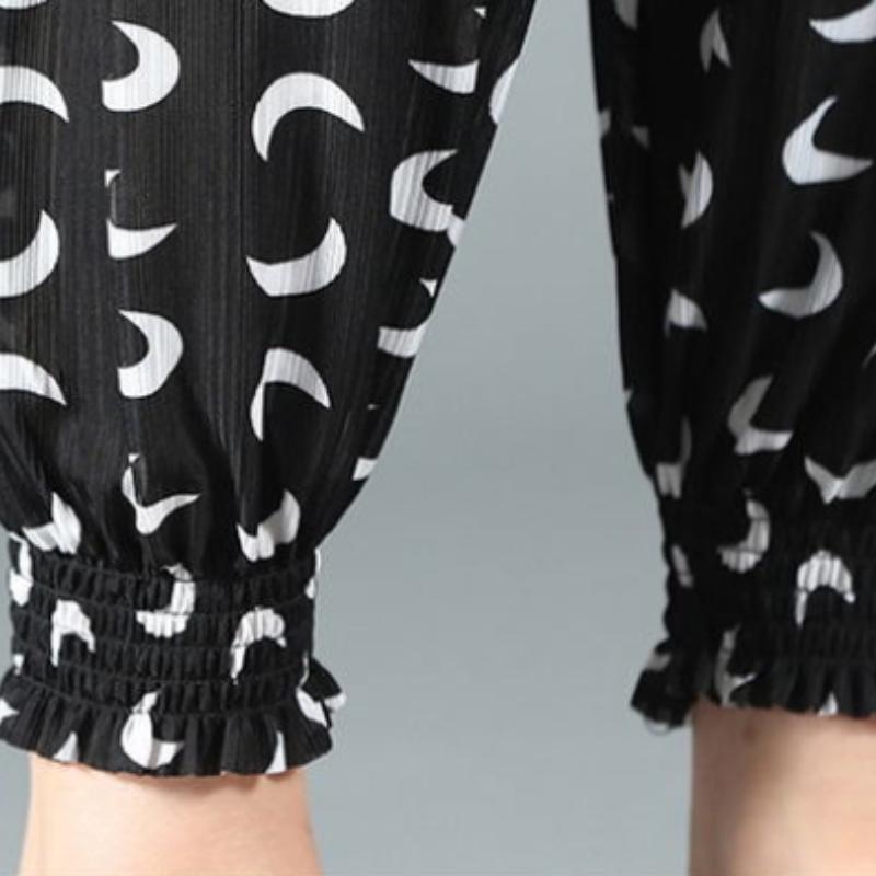 Bloomers Women's Summer Thin Section Flower Pants Large Size Loose Women's Pants Straight Nine-point Pants