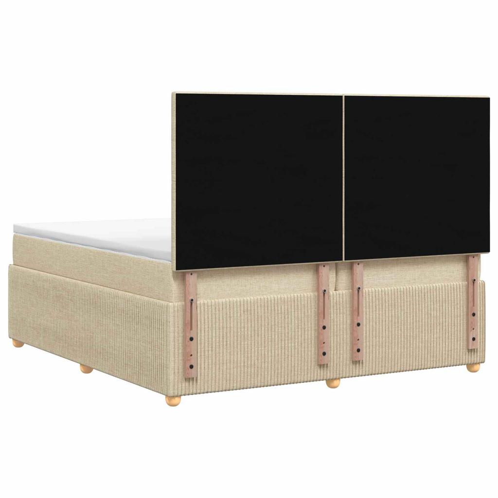 Box Spring Bed with Mattress Cream 200 X 200 Cm Fabric