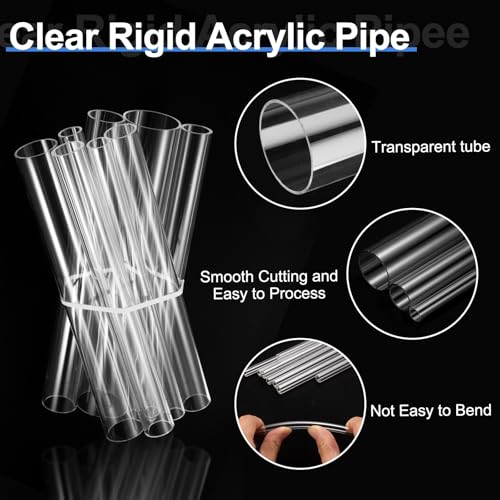 Uxcell Acrylic Pipe (1 Piece): Inner Diameter 105mm, Outer Diameter 110mm, Length 200mm, Thickness 2.5mm. Polycarbonate Pipe, Plastic Piping, for Ligh