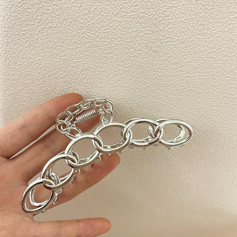 

1pc Silver Metallic Hair Claw Clips Star Chain Heart Designs Perfect for Y2K Vibes Edgy Daily Styles Trendy Hair Accessories