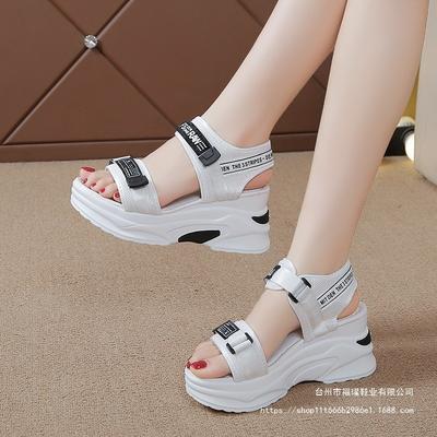 2025 Summer New One-word Velcro Waterproof Table Non-slip Fashionable Versatile Sandals Women Platform Sandals Women