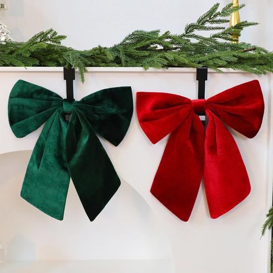 1/2 Stück Weihnachtsschleife Samt Weich Hängende Dekoration mit Glocken Schleifen Weihnachtliches Muster Heim Party Deko