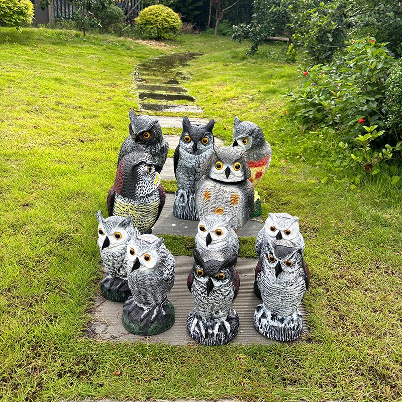 Garden Owl Bird Repellent Ornament - Realistic Head-Turning Design for Outdoor Decoration