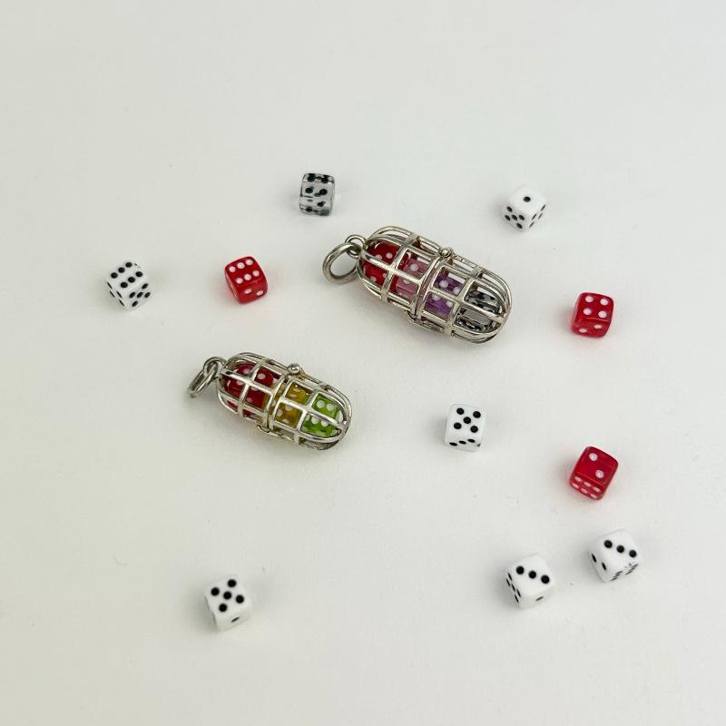 

Popular Hollow Cage-Shaped Dice Necklace Collection, Niche Fun Multi-Material Accessories Single Item