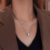 Stacking and Wearing Type Double Layer Geometric Titanium Steel Pendant Necklace for Women Charm Clavicle Chain Fashion Jewelry