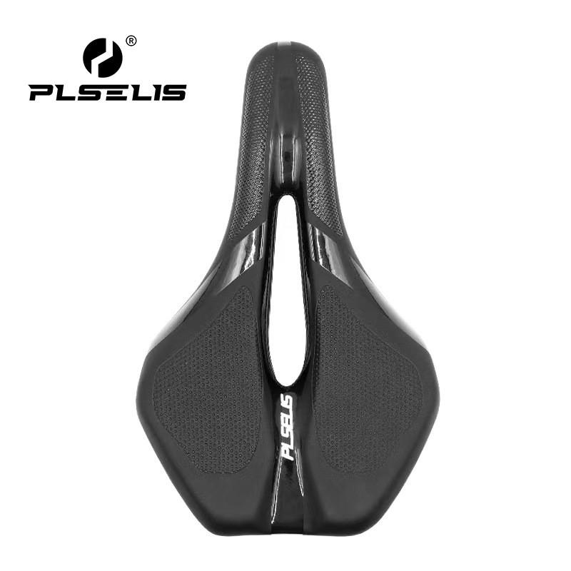 Comfortable Mountain Bike Saddle With Hollow Cutout Thick PU Foam Padding Non-Slip Matte Black Surface Ergonomic Short Nose