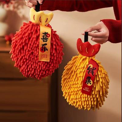 New Year Hand Towel Cartoon Absorbent Towels Chinese New Year Hanging Cloth for Bathroom Kitchen Drying Towels Handkerchief
