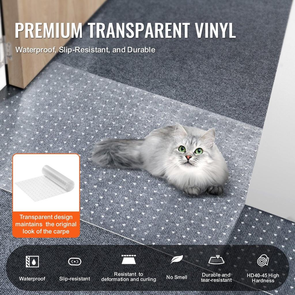 Carpet Protector for Pets Cat 15" x 4' Scratch-Proof Scratch Stopper PVC