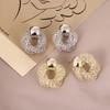 Trendy Twist Hollow Crystal Net Drop Earrings for Women Golden Silver European Simple Dangle Earrings Statement Jewelry