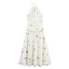 Women's Halter Butterfly Print Pleated Backless Dress