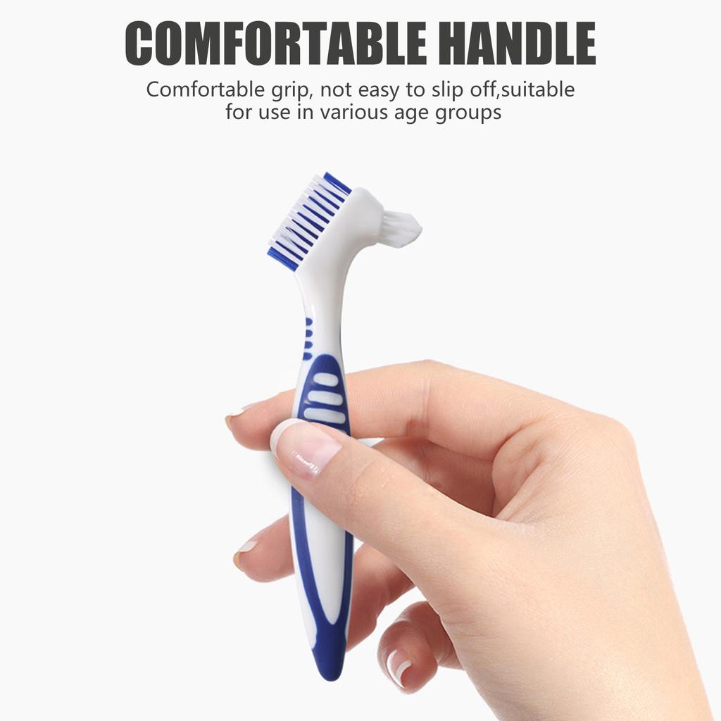 Denture Brush Denture Toothbrushes False Teeth Cleaning Brush Double Sided Toothbrush for Denture Cleaning Care