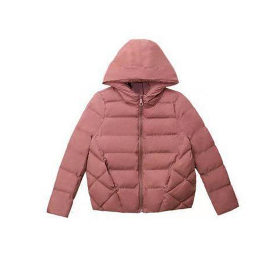 Kvinner vinterhettejakke Ensfarget langermet løs tykk varm bomullsjakke for kaldt vær Matchende Streetwear yttertøy